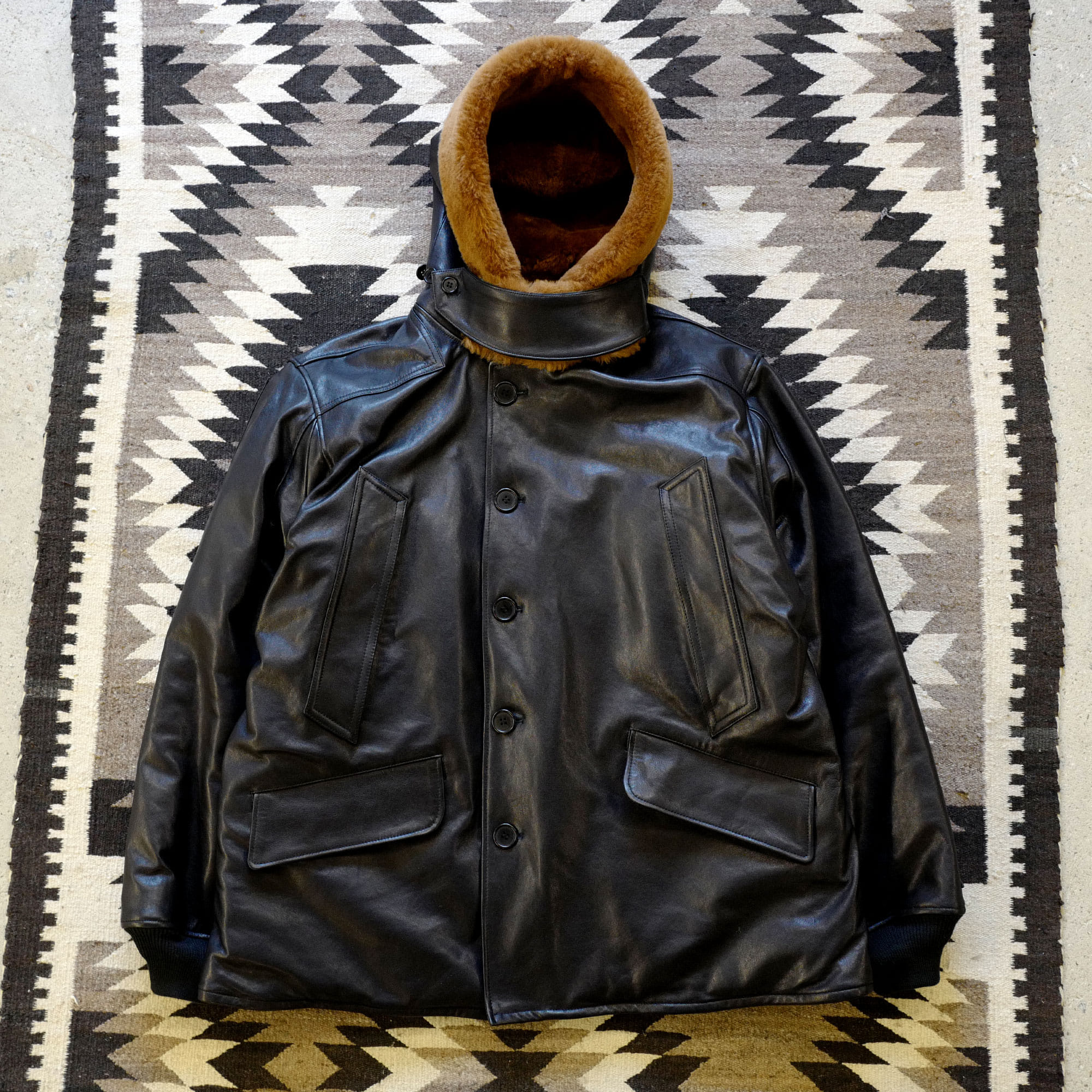 B-9 leather down parka